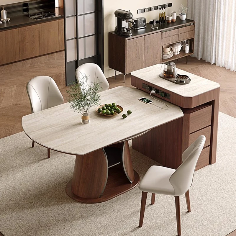 Folding Kitchen Dining Table Wood Chairs Round Nordic Dining Table Designer Lounge Luxury Restaurant Mesa Living Room Furniture
