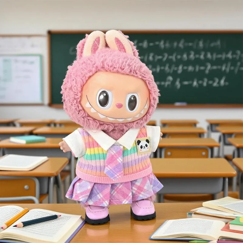 

Для куклы Labubu 15/17 см, милая клетчатая юбка с плечевым ремнем, комплект из 3 предметов, милые плюшевые куклы Labubu 3,0, дизайн «сделай сам», игрушки, аксессуары