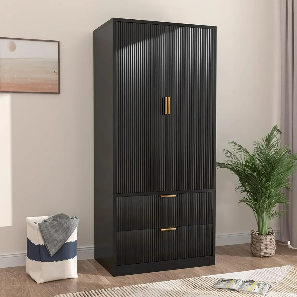 Wardrobe Closet with 2 Doors and 2 Drawers,70