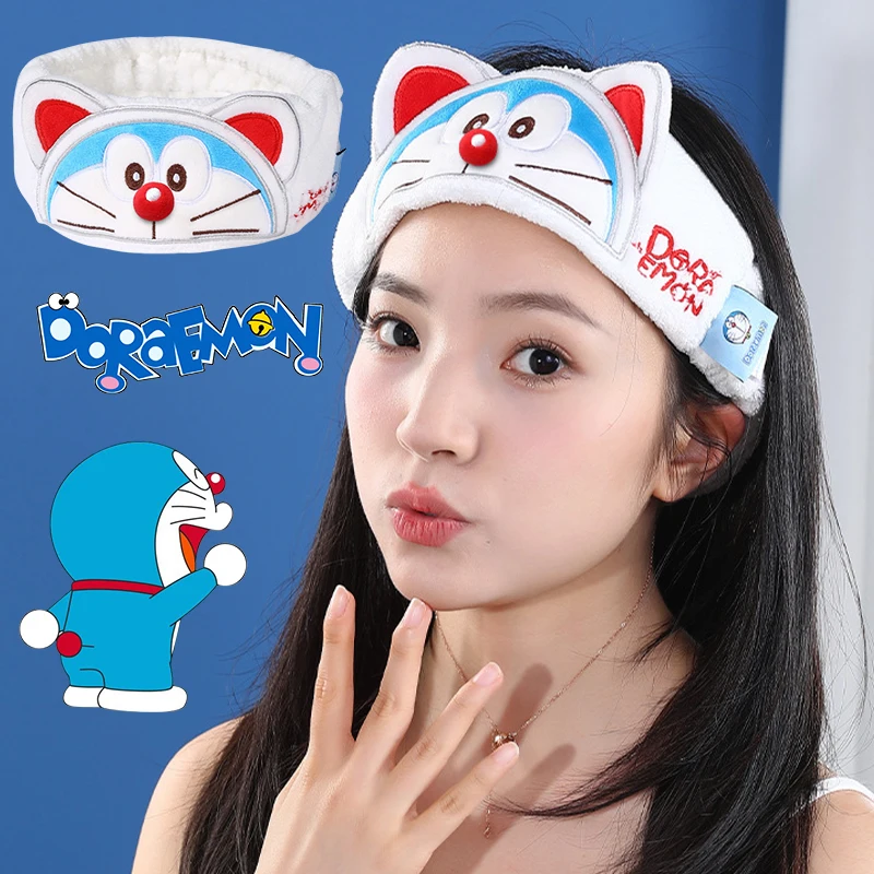 Doraemon Wash Face Headband Hair Band Women's Makeup Hair Cover Head Scarf Hairs Cartoon Anime Stretchy Spa Headband Sweatband