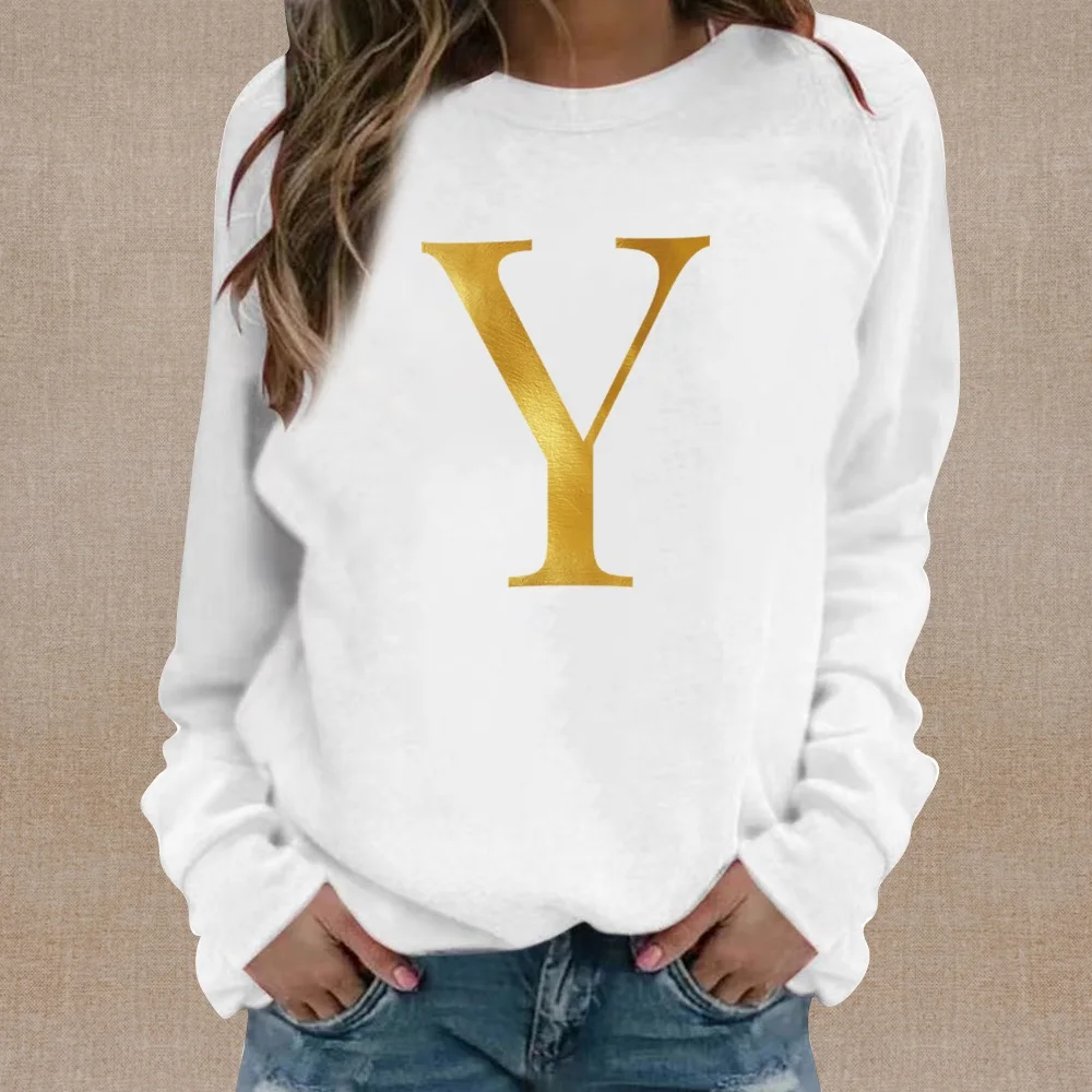 Women's New Fashion Hoodie Letter Pattern Printed White Long-sleeved Casual Sweatshirt Autumn and Winter Warm Lightweight Jumper