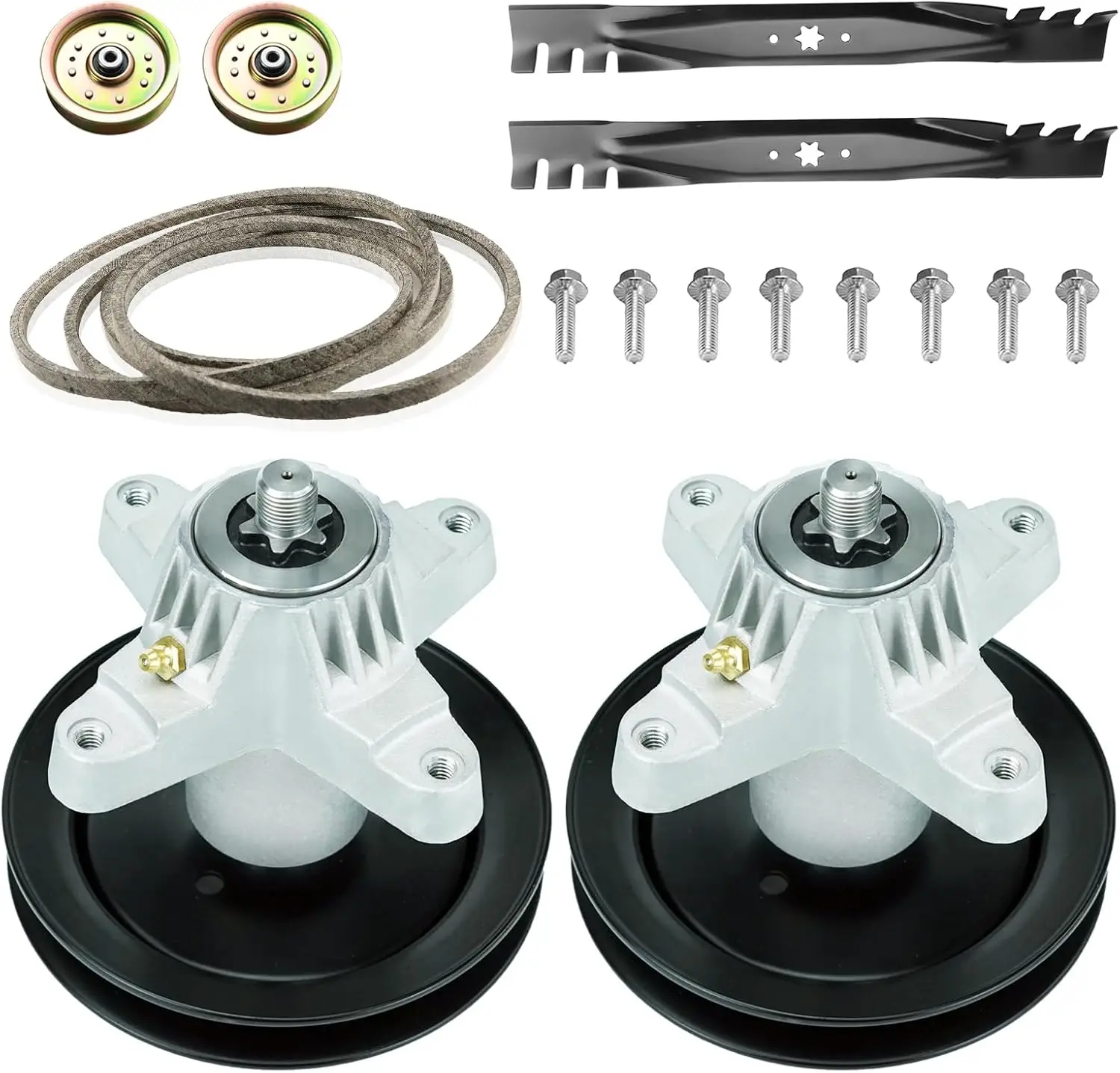 

42 Inch Deck Rebuild Kit Sets 2 Spindles 918-04456 918-04461, 2 Blades 742-0616, 2 Idlers 753-08171, 1 Belt 754-04060