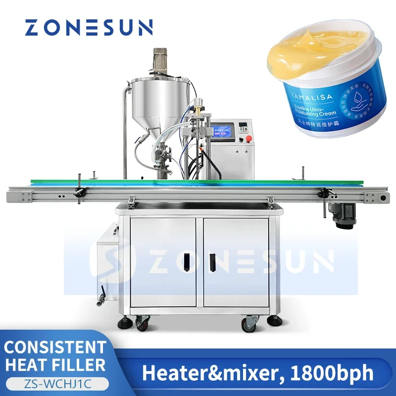 ZONESUN Piston Filler Thick Paste Liquid Filling Machine Bottle Filler Lotion Detergent Packing Equipment ZS-WCHJ1C