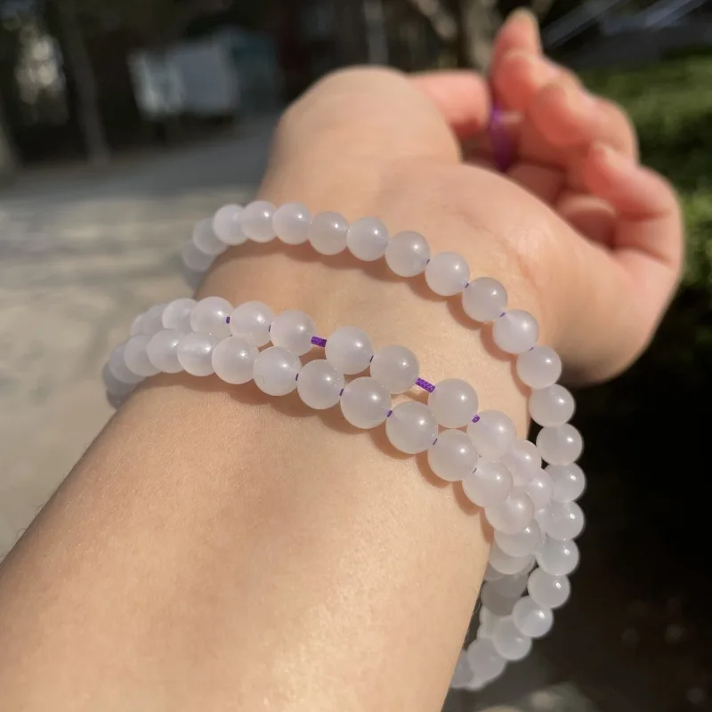 

Hetian Jade Purple Long Multi-Loop Bracelet Necklace Sweater Chain 6Mm