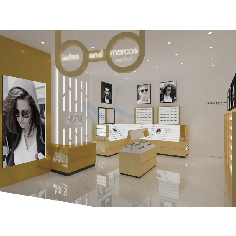 مخصص. تخصيص الحديثة متجر البصرية عرض موقف النظارات الخشبية مكبرة عرض الأثاث #2