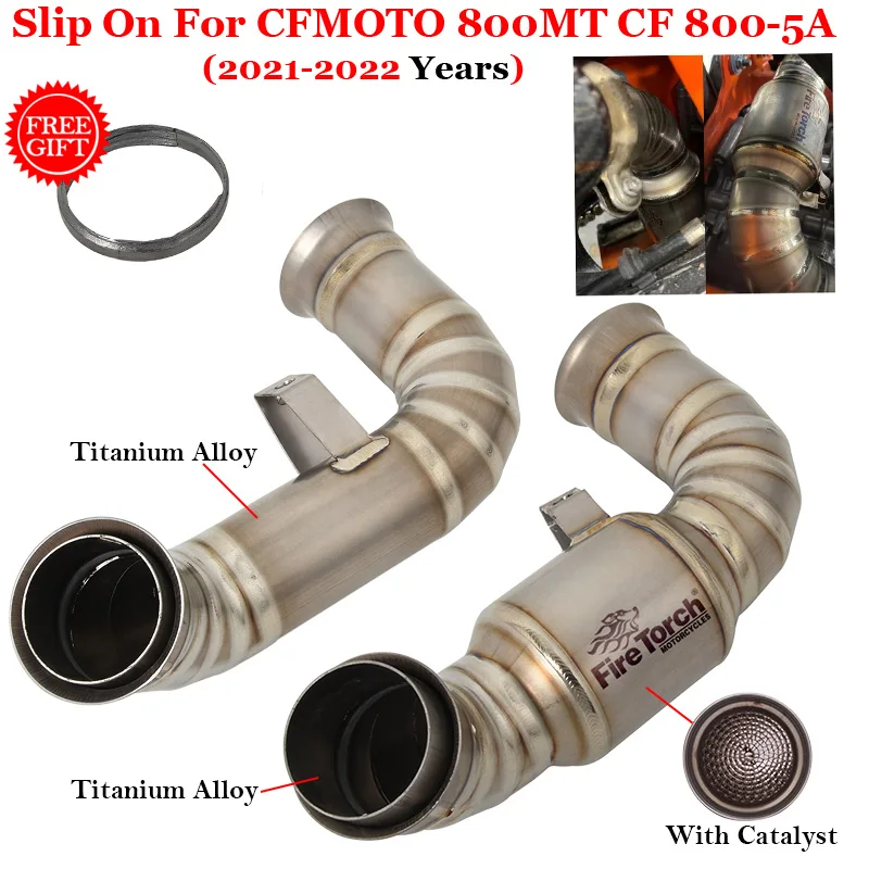 

Slip On For CFMOTO 800MT CF 800-5A 2021 2022 Motorcycle Exhaust Muffler Escape System Modifide Titanium Alloy Middle Link Pipe