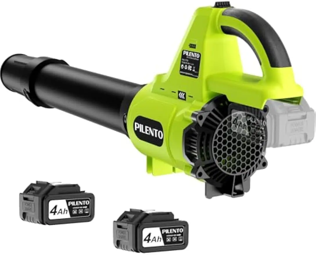 

Беспроводная воздуходувка для листьев с 2 батареями, 650 куб. футов в минуту, 280 миль в час, 3 скорости для ухода за газонами и уборки