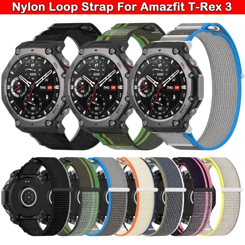 

New Replacement Nylon Loop Strap Elastic Adjustable Watch Bracelet Accessories Watchband for Amazfit T-Rex 3 Smart Watch