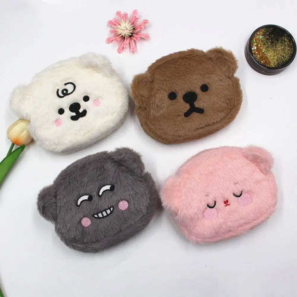 Carteira de urso de pelúcia dos desenhos animados dos desenhos animados de pelúcia portátil saco de moedas de pelúcia criativo colorido dos desenhos animados urso moeda bolsa chlidren