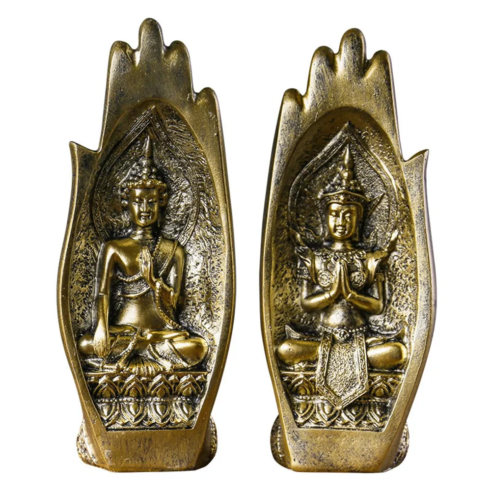 

Creative Zen New Chinese Buddha Hand Ornament Teahouse Tavern Living Room Gold Resin Crafts Home Living Room Office TV Cabinet