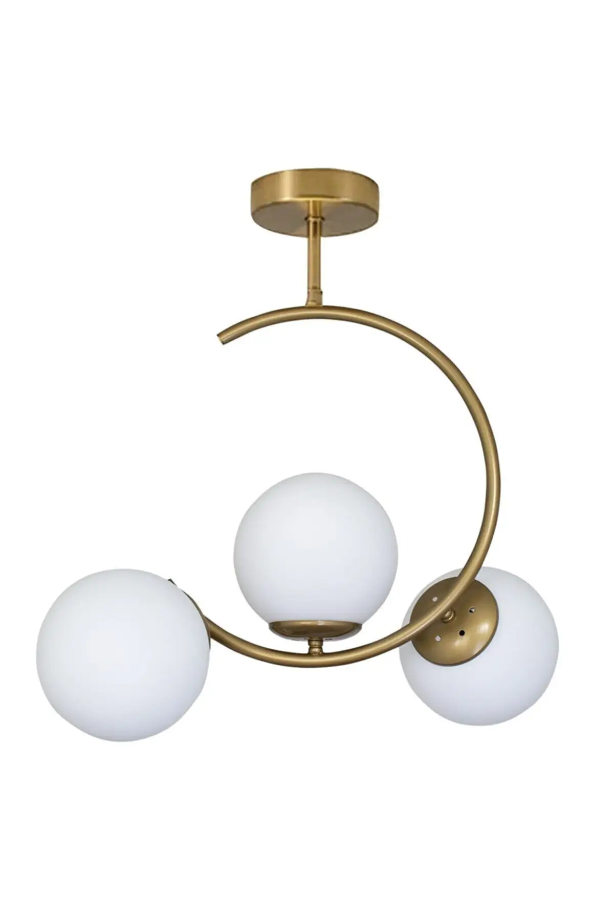 DOLBOVI crescent C Model Modern sports Glop white glazed Gold 3-piece chandelier