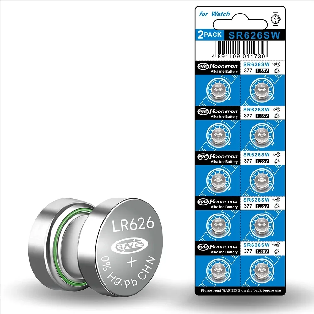 Pilas alcalinas de botón AG4, 1,55 SR626, SR626SW, 377, 177, 376, 626A, LR66, LR626, para reloj, juguetes, 2 piezas-50 piezas