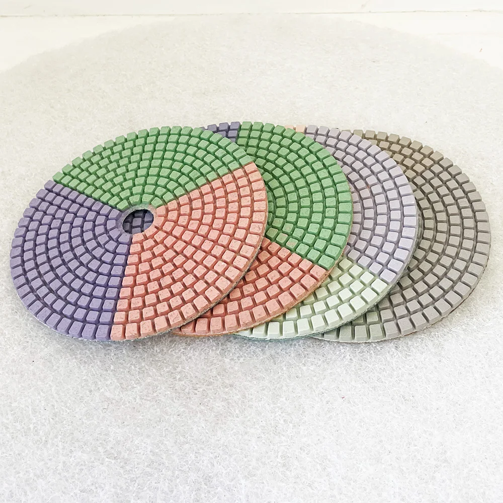 3-Color 4 Inch 100mm Diamond Wet Polishing Pads For Stone Marble Granite Quartz Grinding Diamond Tool