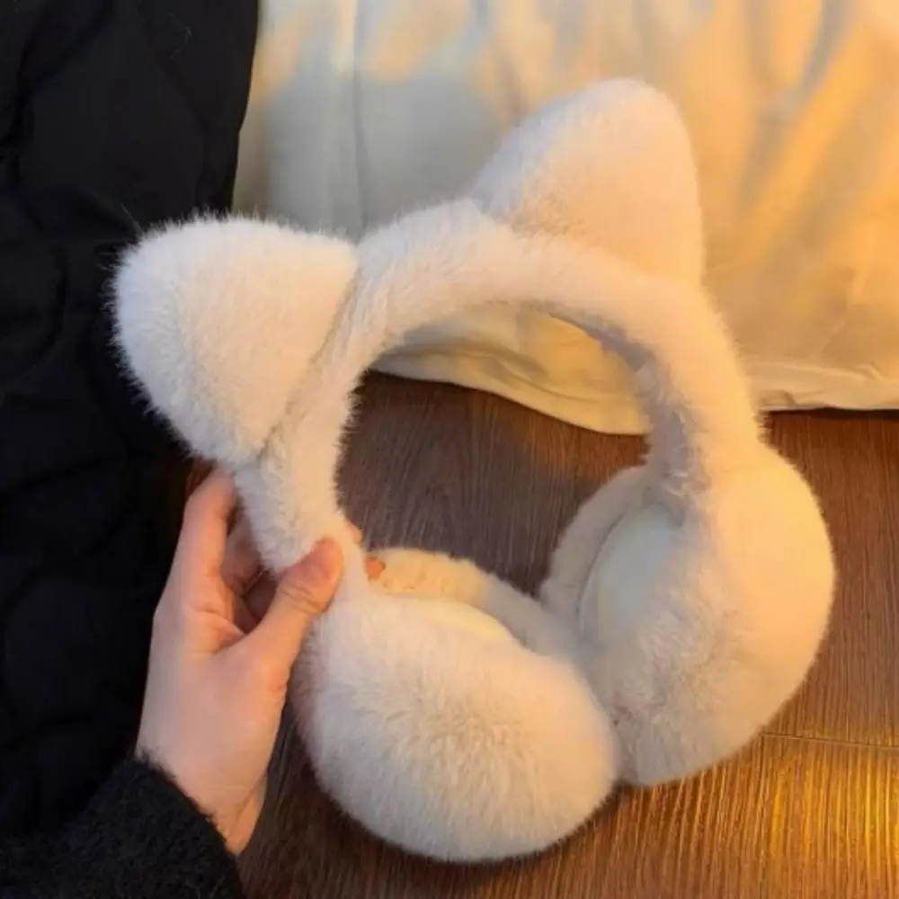 Comfortable Faux Fur Cat Ear Earmuffs Thermal Cartoon Winter Ear Cover Keep Warm Windproof Plush Earflap Outdoor