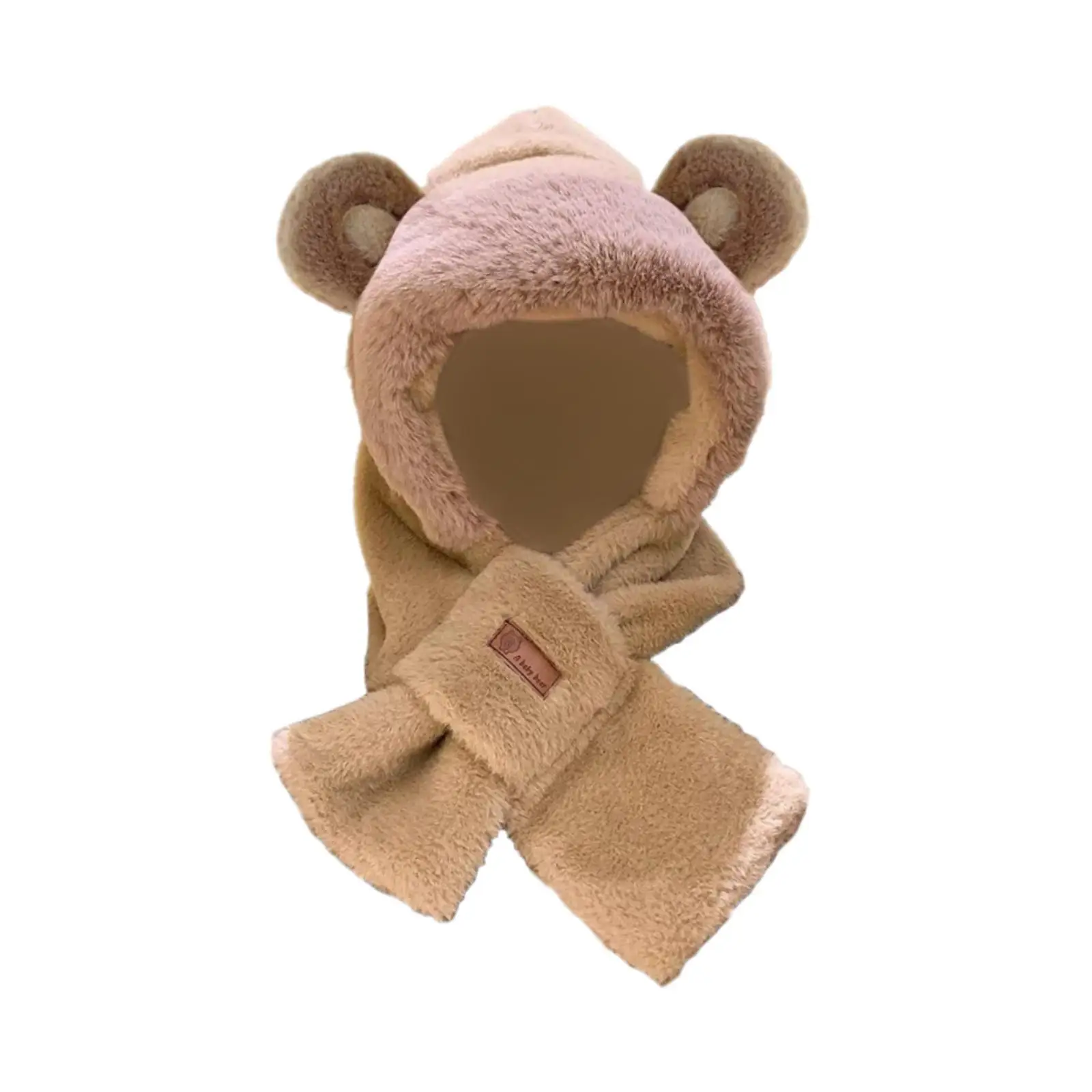 Winter Hat Scarf Set Comfort Cartoon Hooded Scarf Headwear Plush Animals Hat for Parties Outdoor Holiday Gift Stage Performance
