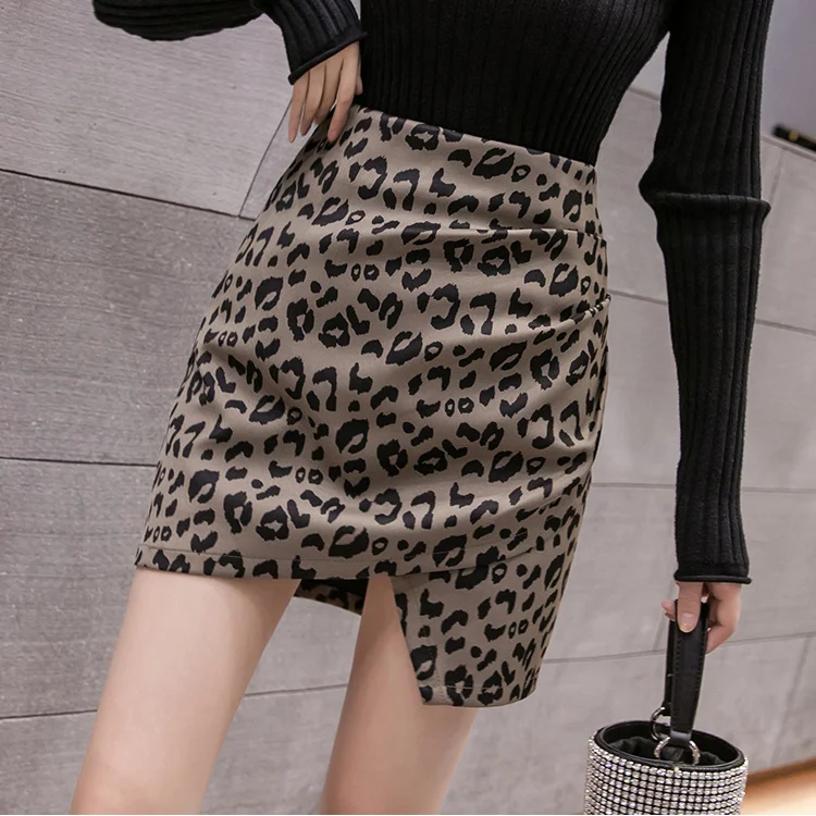 Women Sexy Leopard Short Skirts High Waist Bandage Mini Skirt  Fashion Korean Slim A Line Y2k Mujer Faldas New Spring Summer