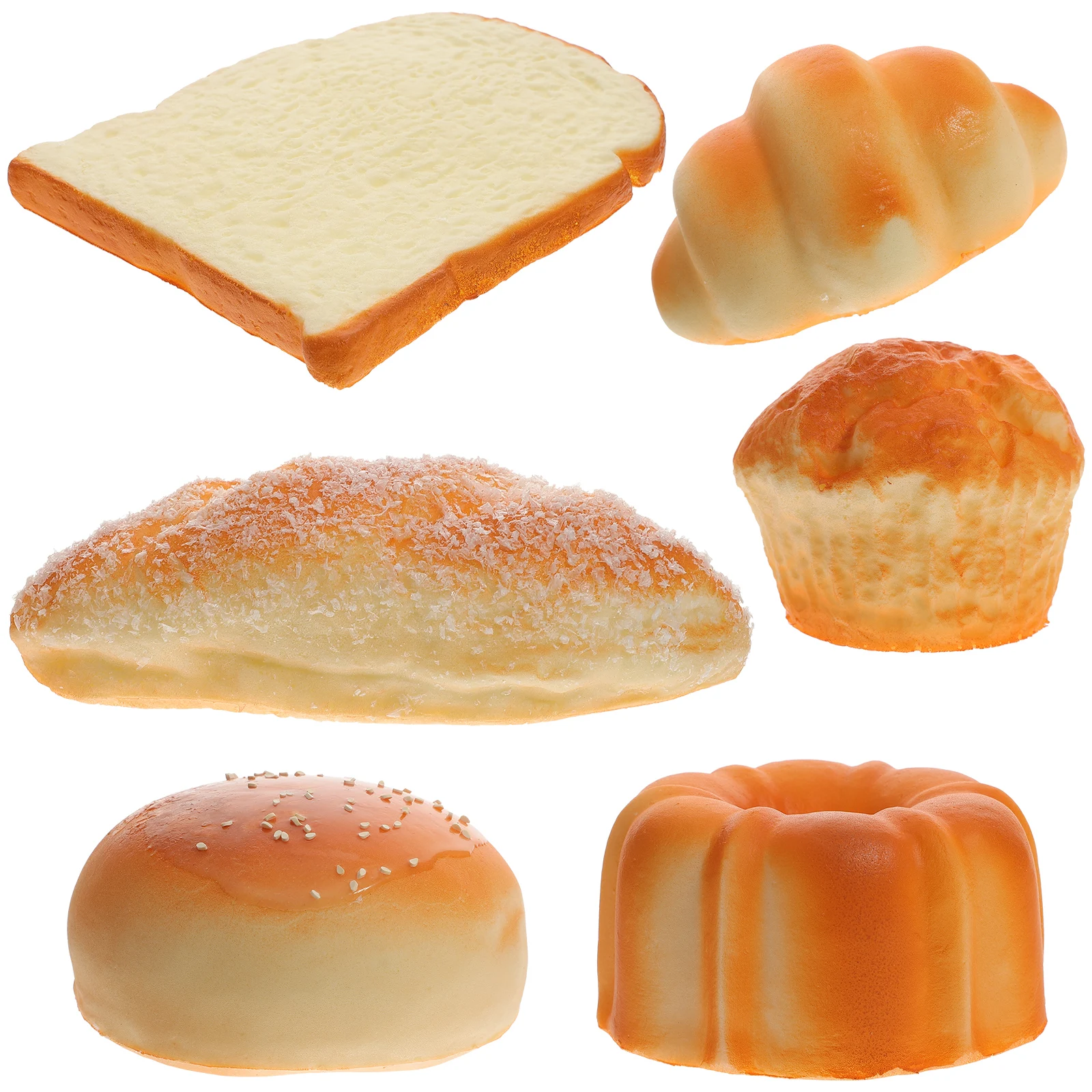 6 Pcs 모델 룸 디스플레이 시뮬레이션 케이크 빵 소품 높은 현실적인 Pu 장식 인공 빵 음식 시뮬레이션