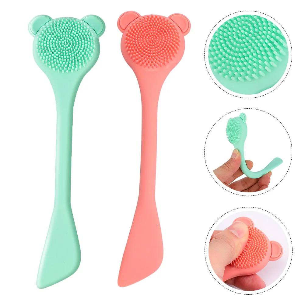 2Pcs Silicone Nose Brush Cleaner Portable Facial Scrub Tool Soft Dense Bristles Waterproof for Blackheads and Pores Cleaning