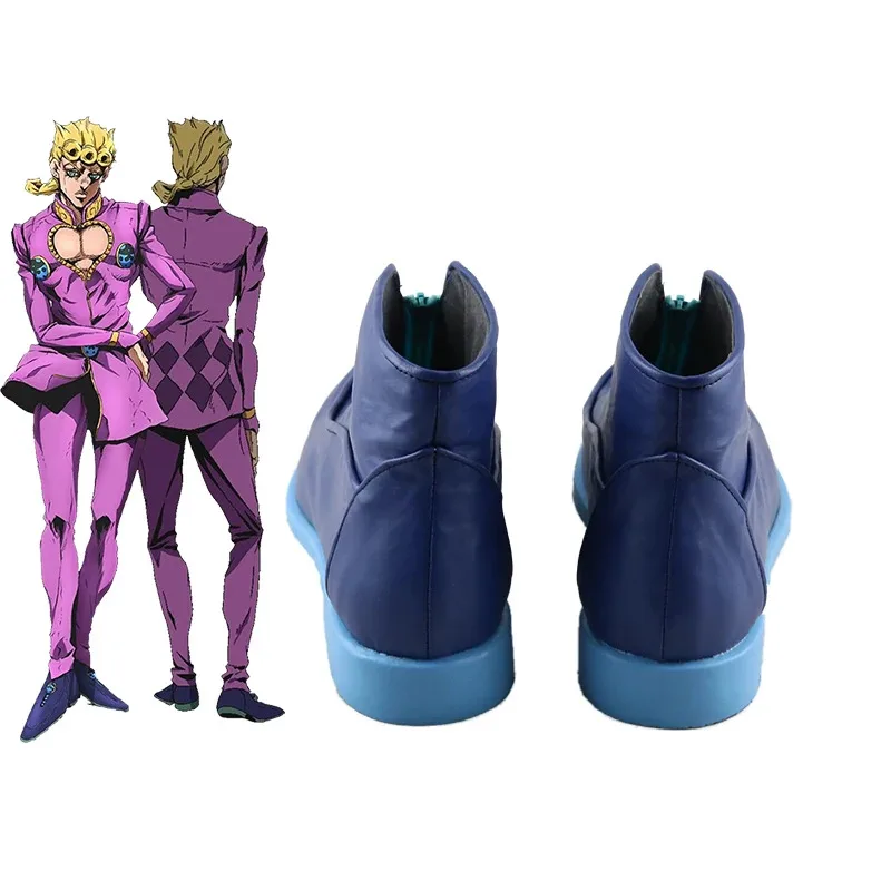 

CyAnime Giorno Giovanna, обувь для косплея, синие короткие туфли для женщин и мужчин, карнавальный костюм на Хэллоуин, реквизит для ролевых игр