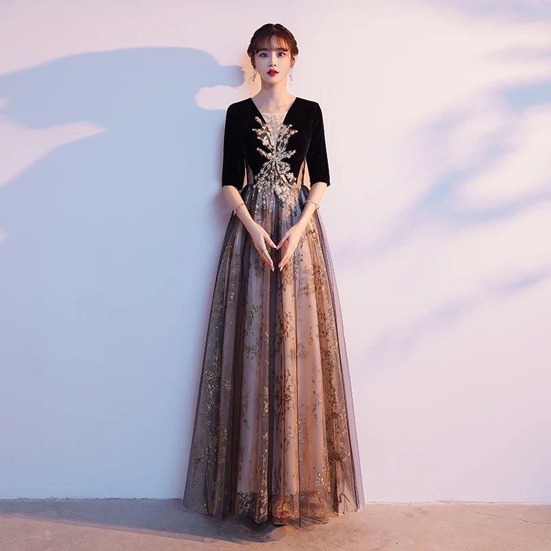 

Современный женский длинный костюм для хоровых выступлений, красный, для конкурсов пения, облегающий, элегантный, с драпировкой, для ведущих