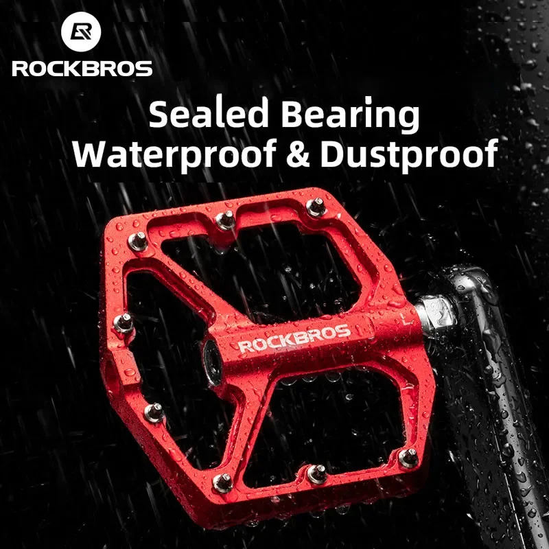 

ROCKBROS Bike Pedals MTB Road Bicycle Aluminum Alloy Sealed DU Bearing Pedals Anti-slip Spikes Wearable Pedals Bike Accessories