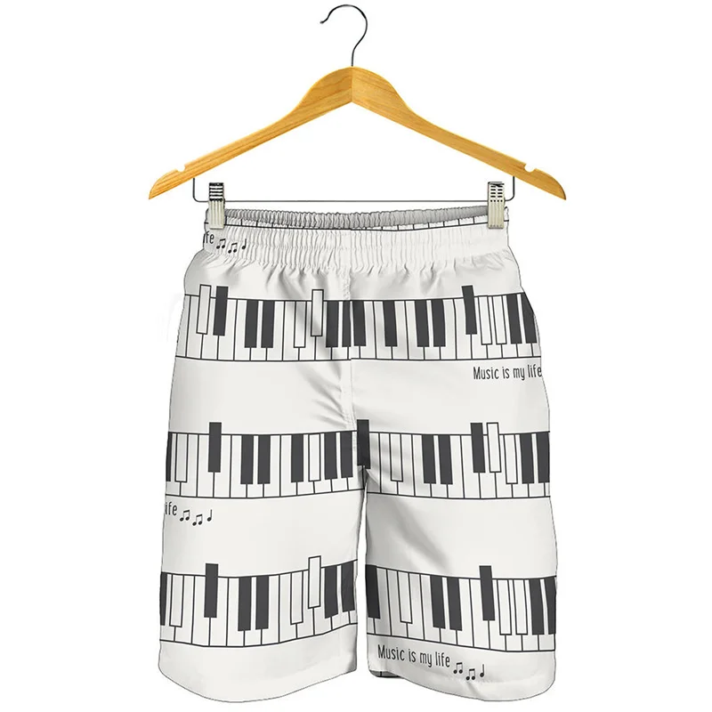 

Piano Keyboard Guitar 3D Print Beach Shorts Oversized Surf Board Shorts Cool Short Pants Men Summer Quick Dry Swimming Trunks