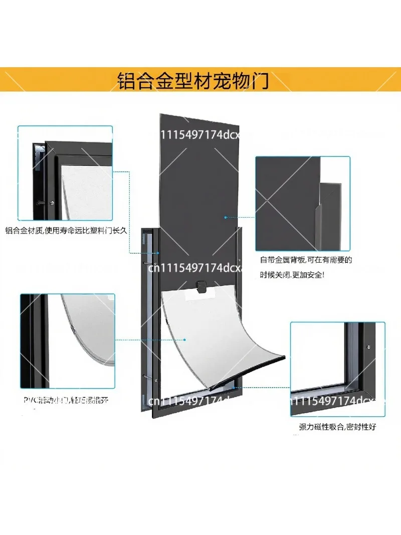 Large Aluminum Pet Door for Cats Dogs, Two-Way Entry for Outdoor Wood Glass Door, Easy Install Training