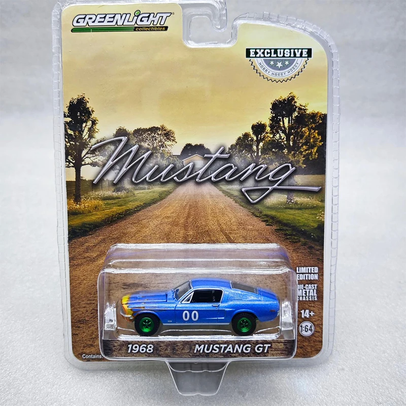 Greenlight 1:64 1968, гоночный автомобиль Mustang GT Fastback, серия Green Machine, литая под давлением модель из сплава, коллекционные украшения