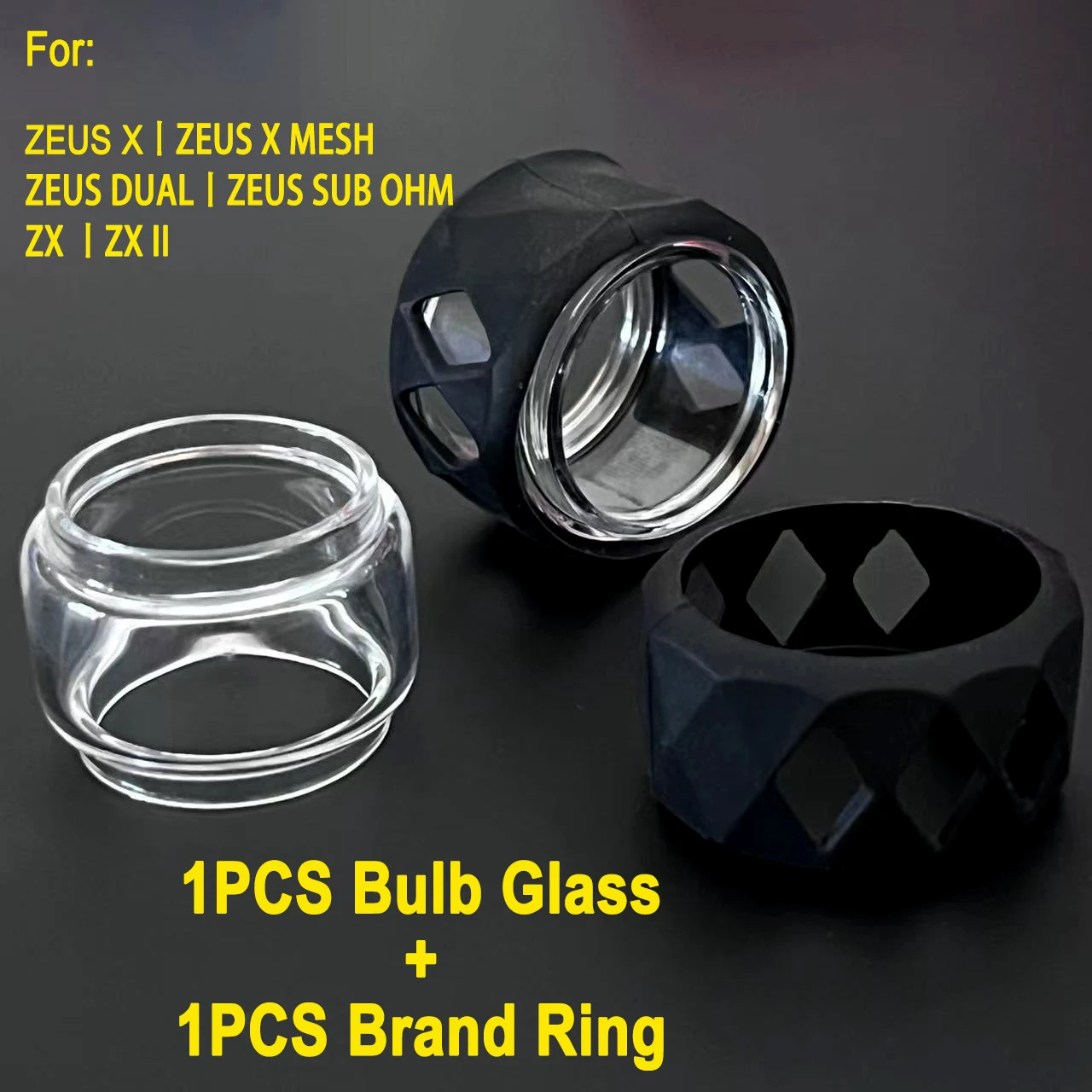 Bubble Fat Glass Tube with Bulb Glass Protector Silicone Band For Z ZX Zeus X Zeus Dual Zeus Sub Ohm Zeus X Mesh Tank