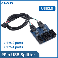 fenvi 9Pin USB Splitter Motherboard 1 to 2/4 Extension Cable Adapter 9-Pin 1 to 4 USB Female Header HUB Connectors for Desktop