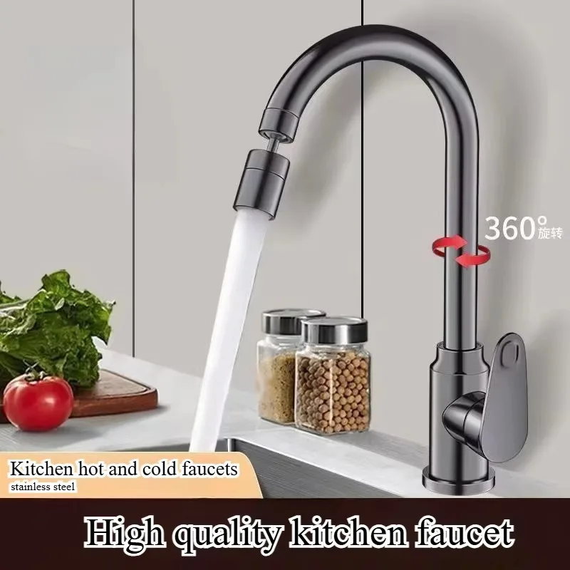 grey-hot-and-cold-faucet-for-easy-installation-stainless-steel-rotatable-kitchen-sink-faucet