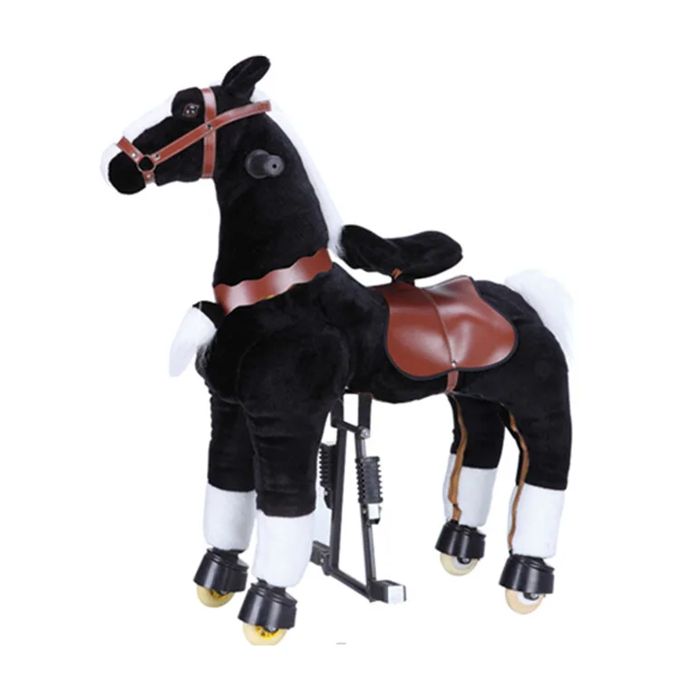 Best selling large cheap plastic toy horses toy horse on wheel for commercial