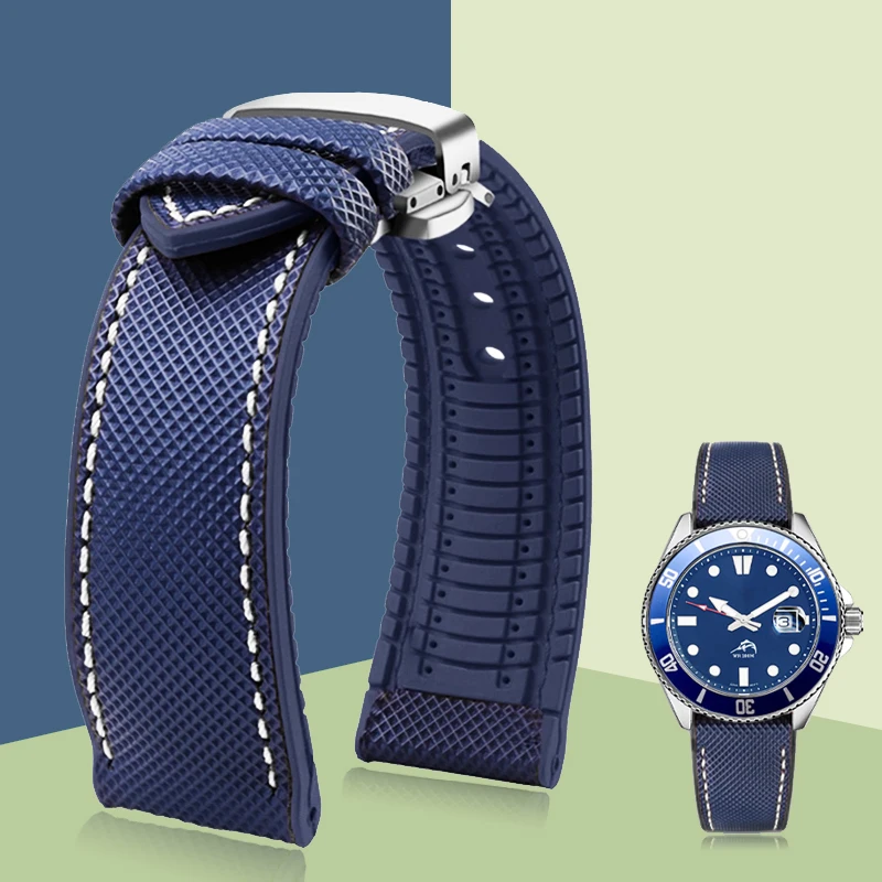 

High quality rubber watch strap For Casio Duro MDV-106 MDV-107 Men's Waterproof Sport Bracelet blue black 20mm 22mm watchband