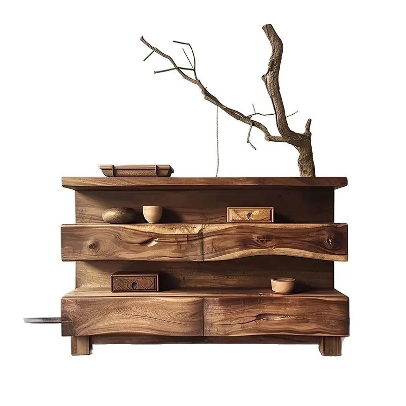 

Qijinfeng Solid Wood Entrance Cabinet Retro Chinese Jewelry Desktop Old Locker Large Capacity Multi-layer Homestay Home