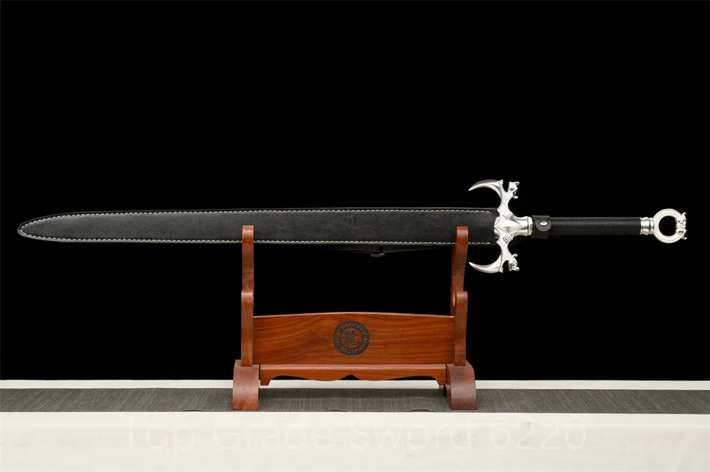 Excellent  Knight Sword Battle Ready Sword Forging Handmade Martial Art Sword Spring Steel Blade Full Tang Leather Sheath view 6