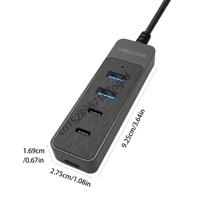 Multifungsi USB Splitter Hubs 1x USB3.0 1x USB2.0 2x Tipe C Port Konektivitas Meningkatkan Konektivitas untuk Rumah Kantor 634a