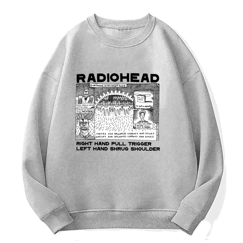 Radiohead Sweatshirt Rock Band Vintage Hip Hop Men/Women Hoodies Unisex Music Fans Print Long Sleeve Pullovers Graphic Clothes