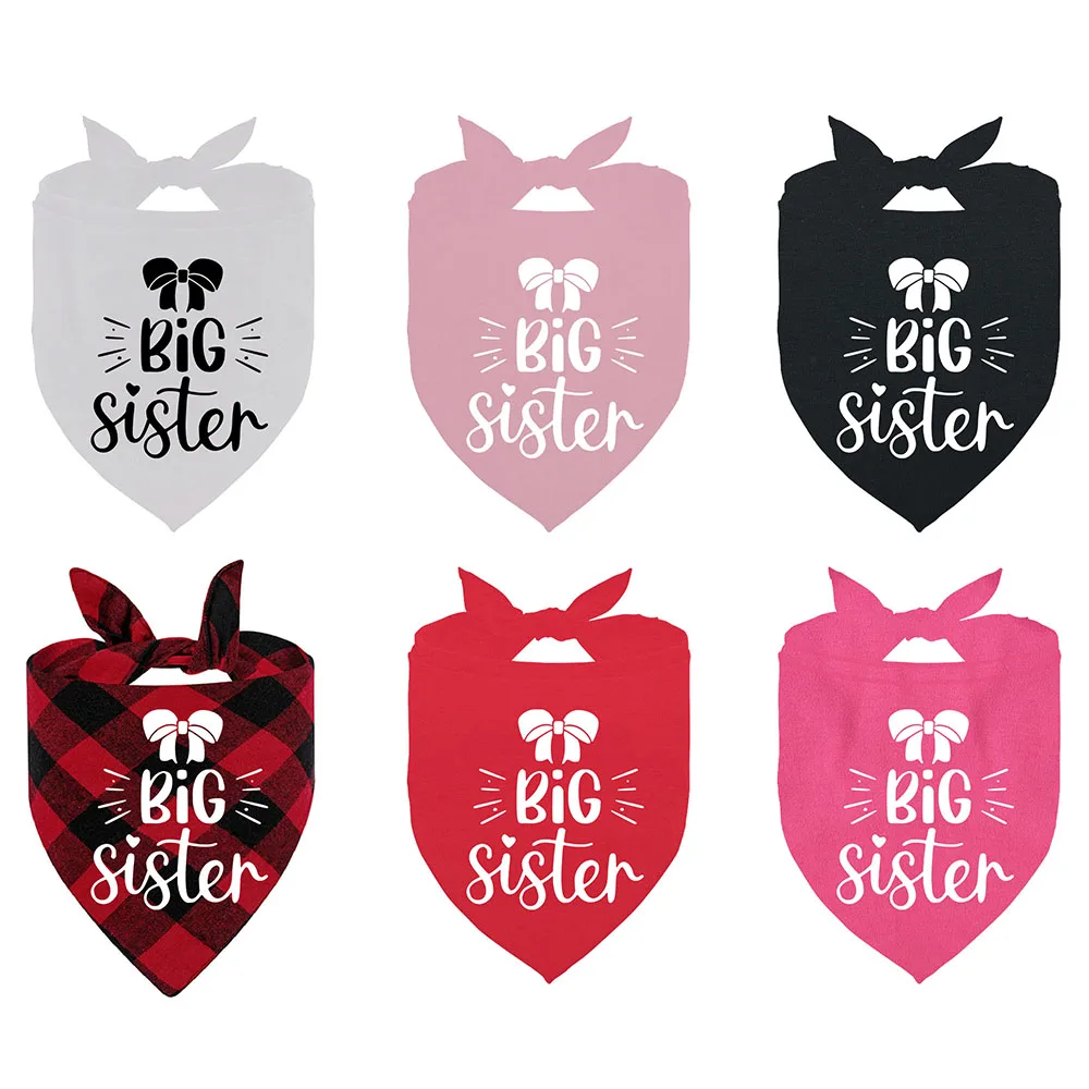 Big Brother Big Sister Plaid Dog Bandana Pregnancy Announcement Dog Bandana Gender Reveal Photo Prop Pet Scarf Accessories