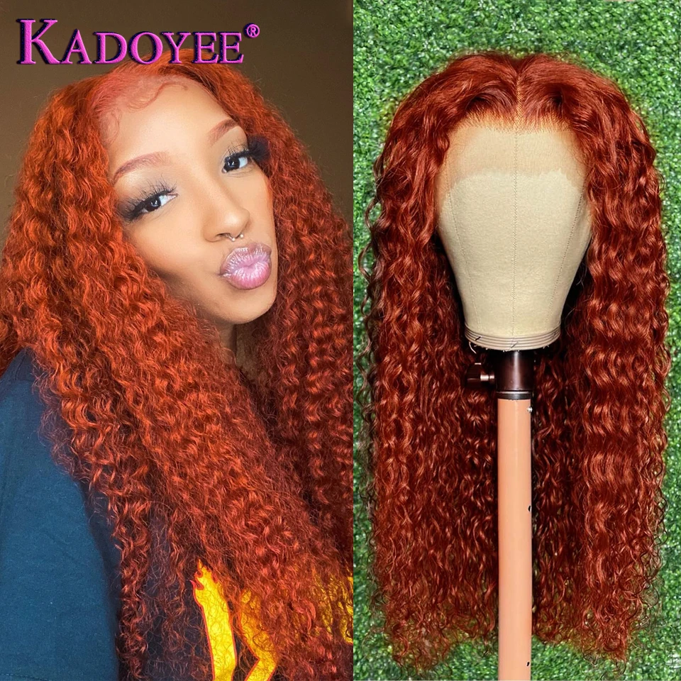 

Deep Curly Wigs For Women Ginger Orange 13x4 Lace Front Wigs Human Hair Brazilian HD Lace Wigs With Baby Hair Pre Plucked Remy