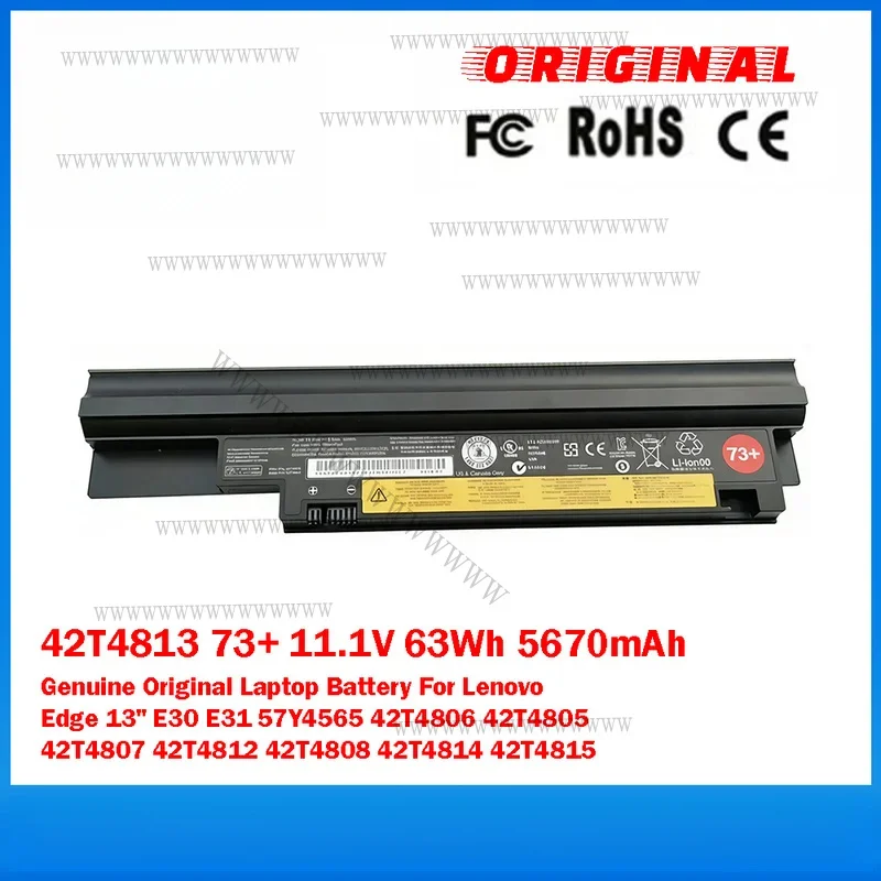 Оригинальная аккумуляторная батарея UU для ноутбуков Lenovo Edge 13 дюймов E30/1 57Y4565 42T4806 42T4805 42T4807 42T4812, 42T4813 73+ 11.1V 63Wh
