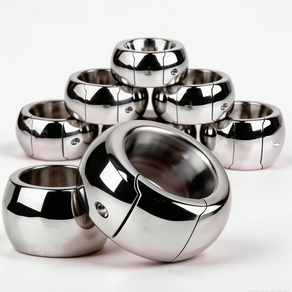 LEZEE Anillos de Bloqueo de Semen de Acero Inoxidable, Anillo de Suspensión Escrotal, Anillos Estiradores Testiculares de Metal Pesado, Anillo para Pene BDSM con Peso Colgante