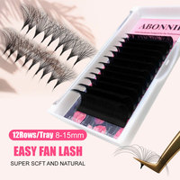 ABONNIE C CC D DD Curl Volume Fans Self Fanning Lash Extensions Blooming Eyelashes 0.03 0.05 0.07 0.10mm Easy Fan Lashes