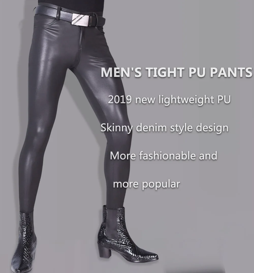 Fashion Skinny Jeans Sexy Casu - Leather Work Pants 评论和价格