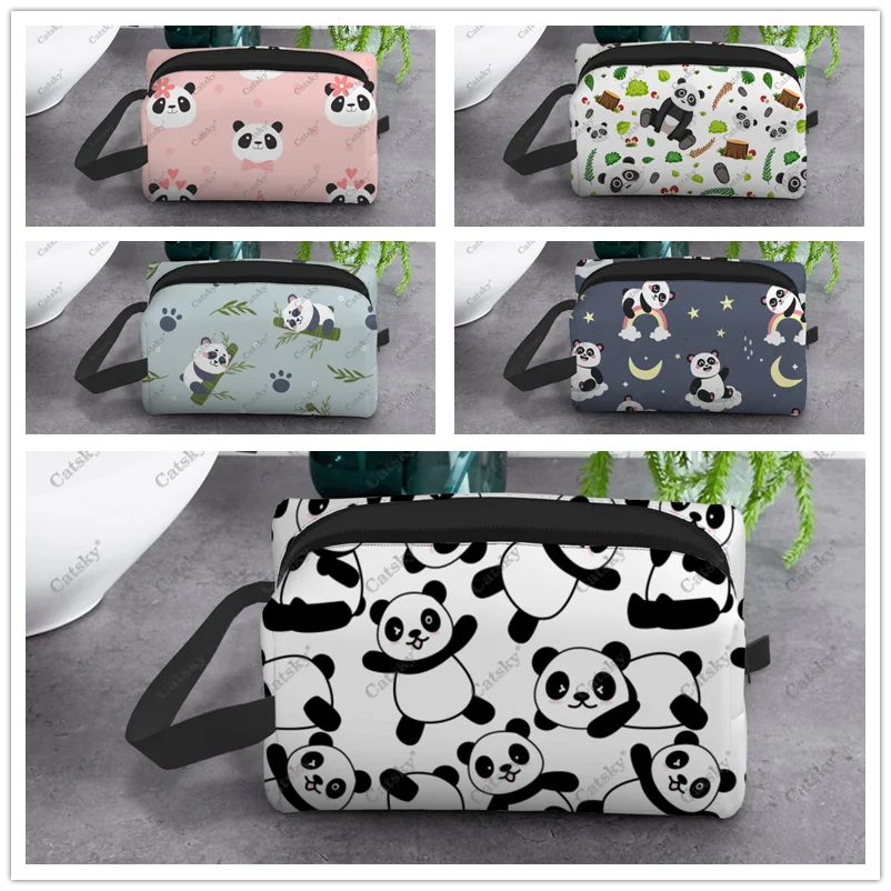 Panda Pattern Design Cosmetic Bag Women\'s Fashion Large Capacity Skin Care Box Printed Storage Toiletries Cosmetic Bag