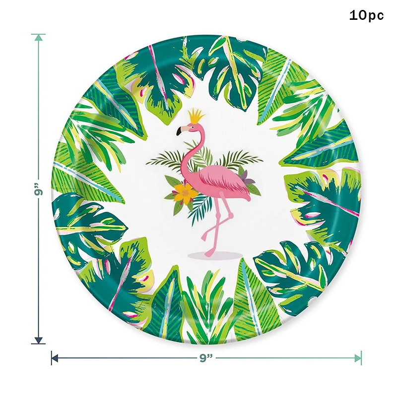 Happy Hawaiian Tropical Aloha Birthday Party Hawaii Turtle Leaf Flamingo Disposable Tableware Jungle Safari Plate Cup Napkin