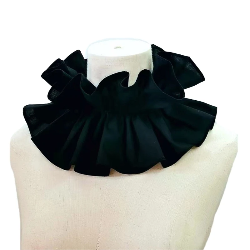 Victorian Ruffled Collar Elegant Sweet Girls Blouse Collar Lapel Shawl Decorative Lapel for Lady Medieval Cosplay 57BD