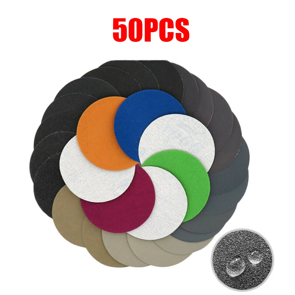 50pcs 3Inch Wet Dry Sandpaper Sanding Discs For Grinding Polishing Wood Stone Herramientas Power Tool Sets