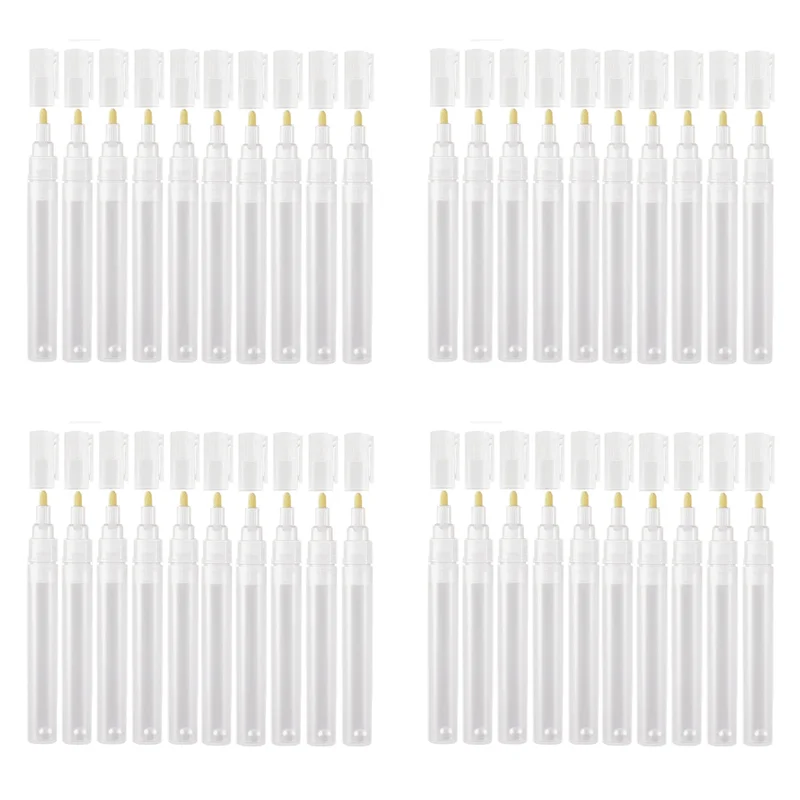 40パック3mm空の充填可能なブランクペイントタッチアップペンマーカー、アートペイントクラフト用ラウンド傾斜ヘッドペイントマーカーペン