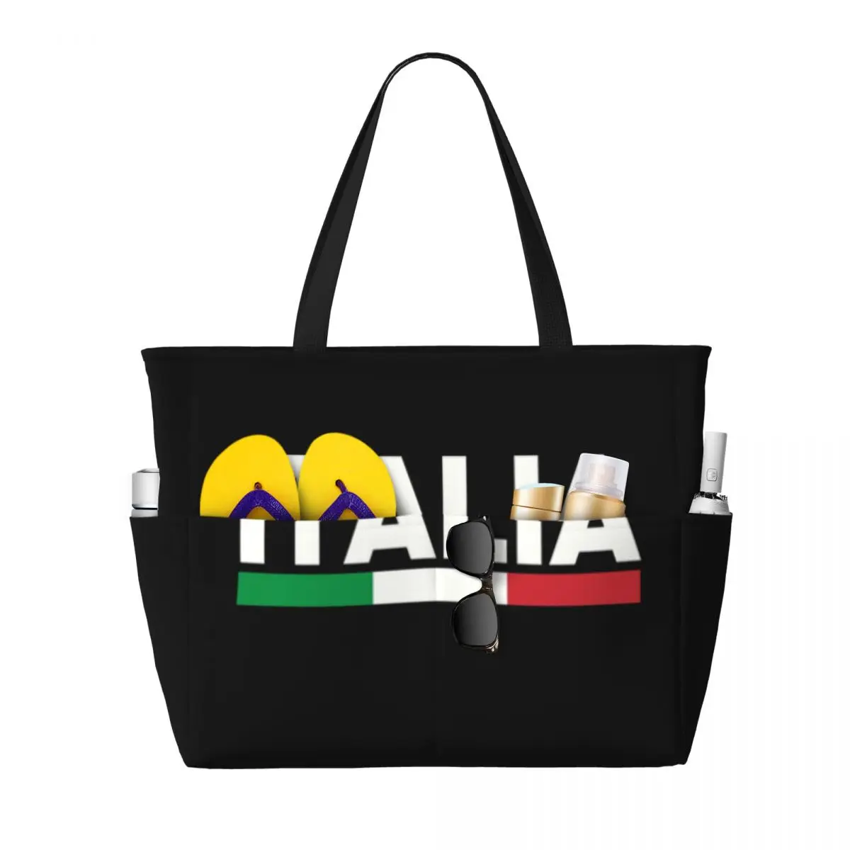 Custom Large Flag Of Italy Tote Bag Women Italian Patriotic Shopping Shoulder Beach Gym Travel Bag