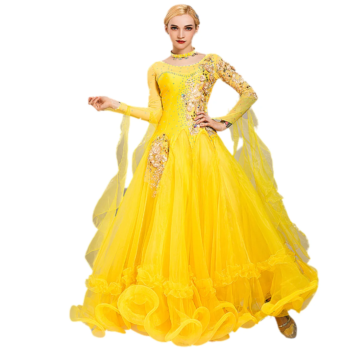 

Women Ballroom Dance Dress for Competition Lyrical Dance Costumes Waltz Dress Ball Gown Prom Dress Fairy Dress